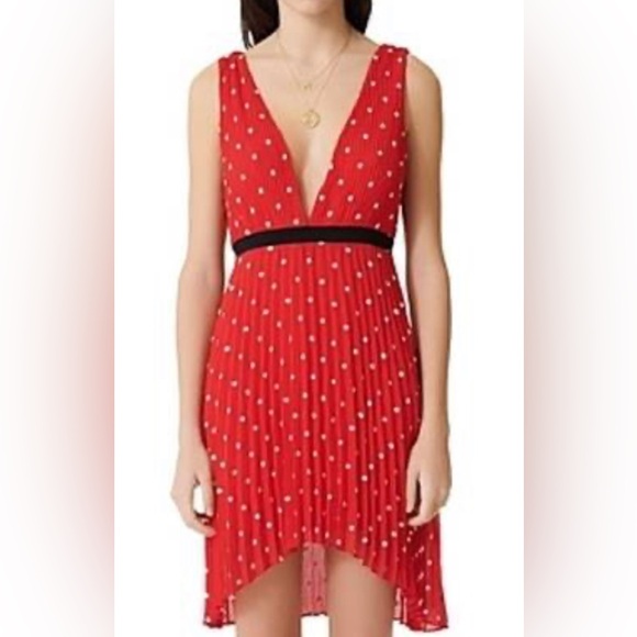 Maje Red Pleated Dress - Picture 3 of 14